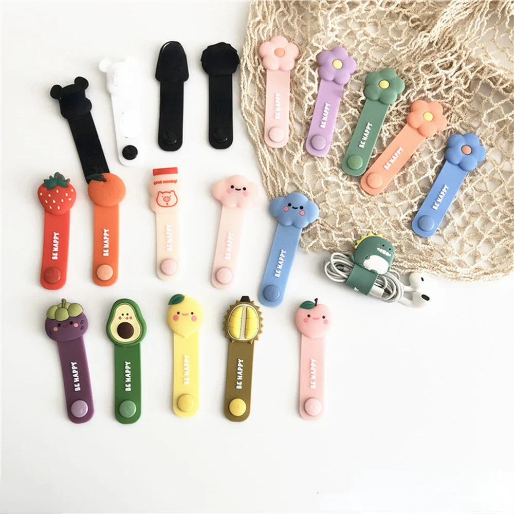 

Cartoon Wire Storage Buckle Holder Mobile Phone Data Cable Winder Cat Paw Silicone Cute Earphone Cable Management Clip Organizer