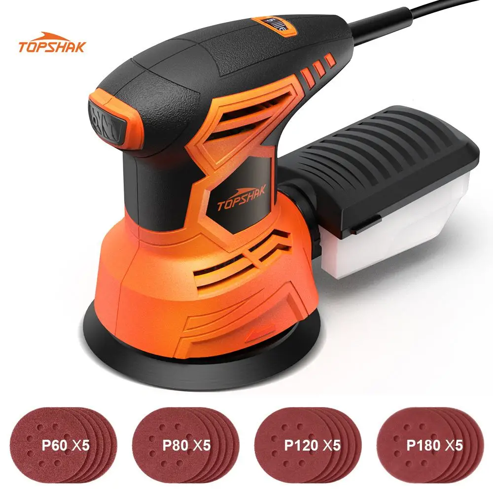 

TOPSHAK TS-SD4 240W Corded Electric Random Orbits Sander with 20Pcs Sandpapers Sanding Machine Woodworking Tools