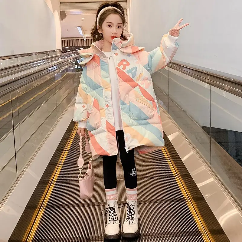 

Модное зимнее хлопковое пальто для девочек, новое зимнее хлопковое пальто холодной устойчивости для девочек, детские куртки для