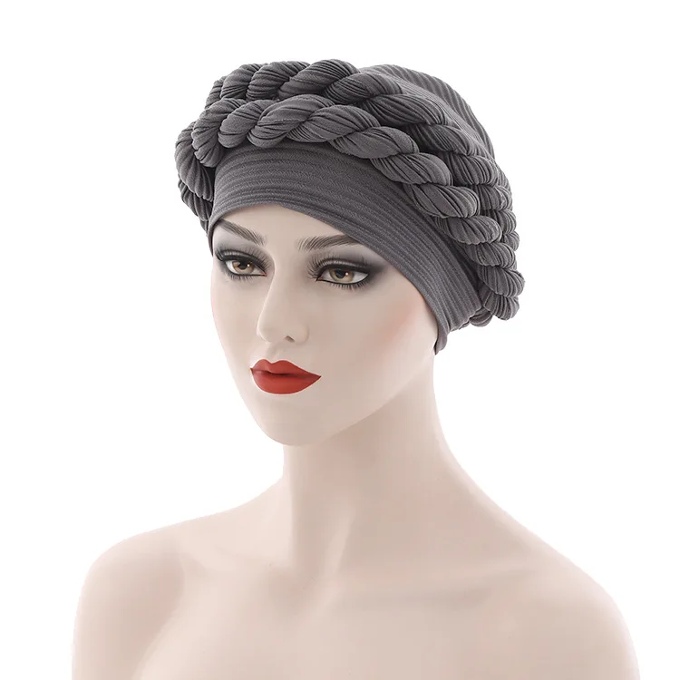 

CSBL Turban New Popular Bag Cap Woven Hat Messy Linen Crumpled Twist Braid Muslim Hat Robe Africaine
