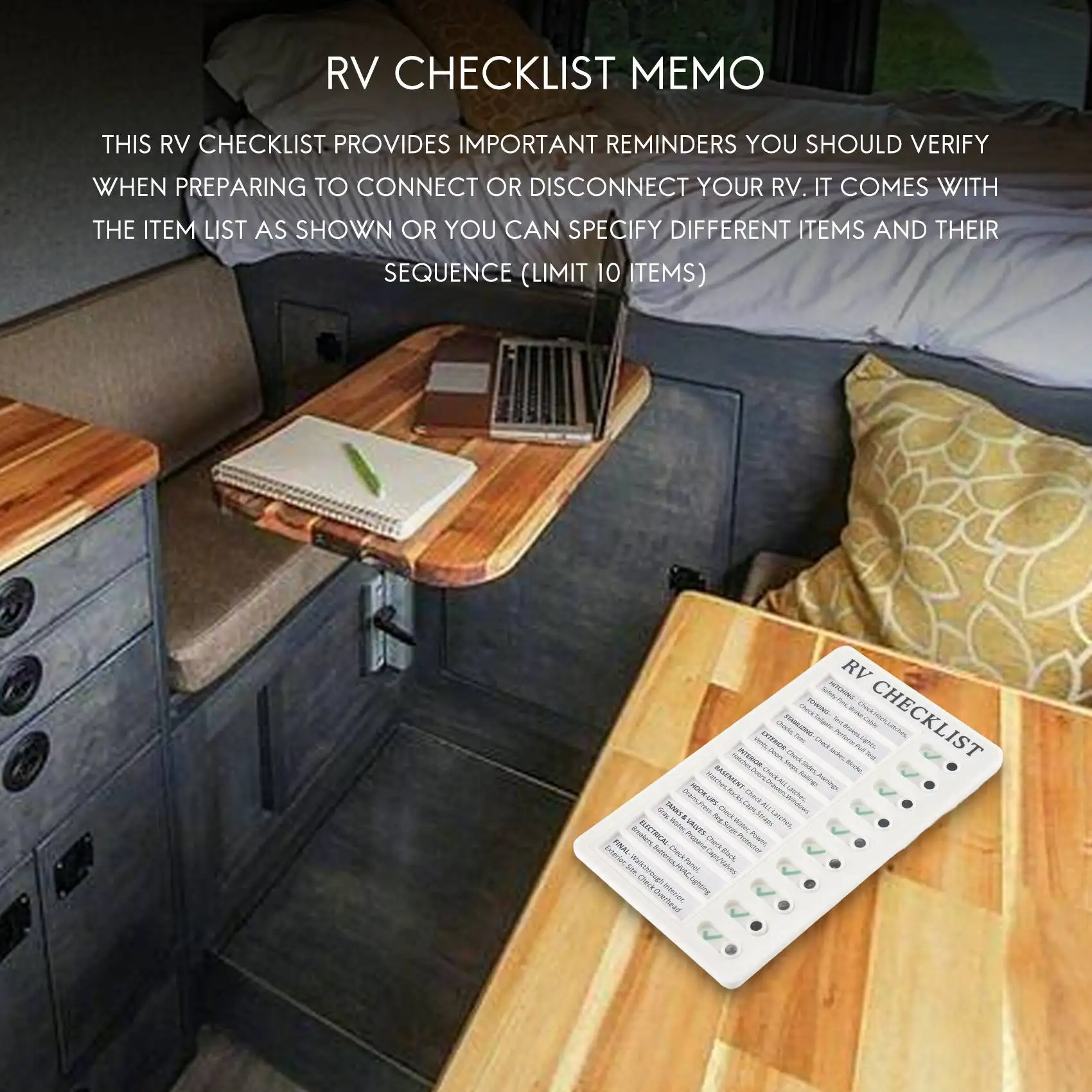 

RV Checklist Memo Plastic Board, Detachable and Reusable Creative Memo Checklist for Check Items and Form
