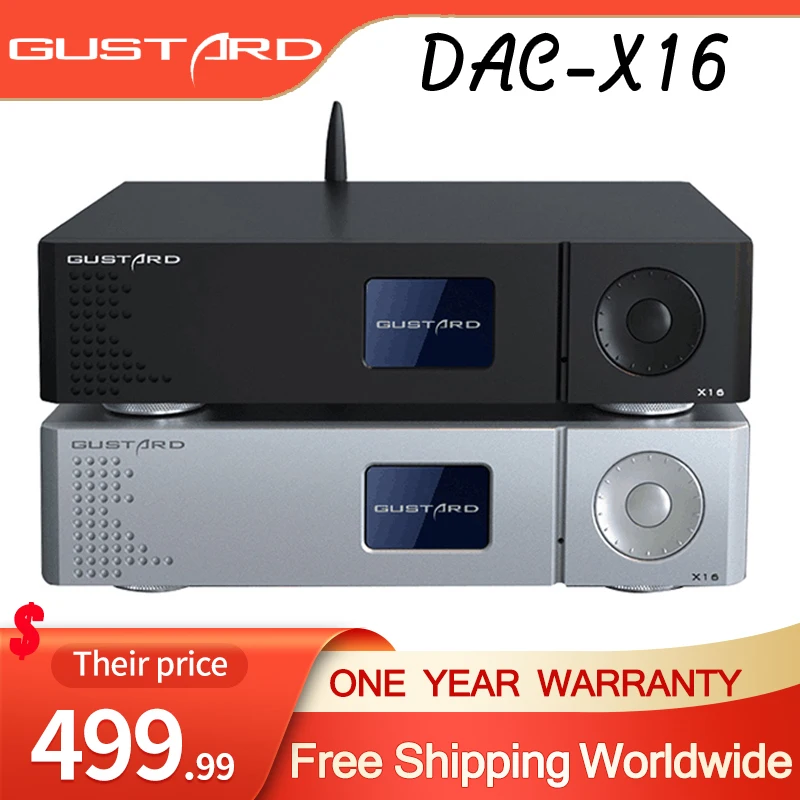 

GUSTARD DAC X16 Dual ES9068AS Bluetooth 5.0 Native Balanced DAC Decoder XMOS PCM768K DSD512 MQA Femtosecond Crystal Oscillator