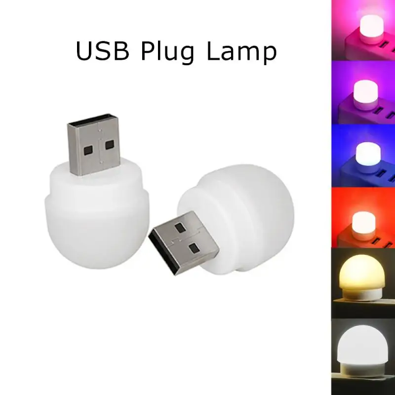 

USB Plug Lamp Computer Mobile Power Charging Book Lamp LED Eye Protection Reading Light Energy Small Round Light Night Light