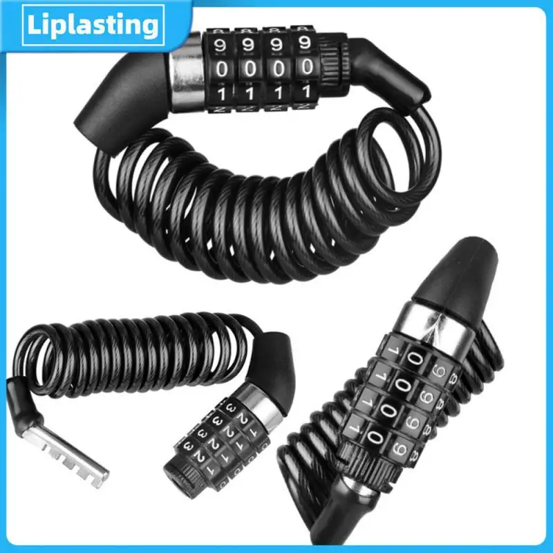 4-position Lock Anti-theft Black Abrasion Resistant Cipher Trunk Anti-prying Protable Wire Rope Chain Bike Code Lock