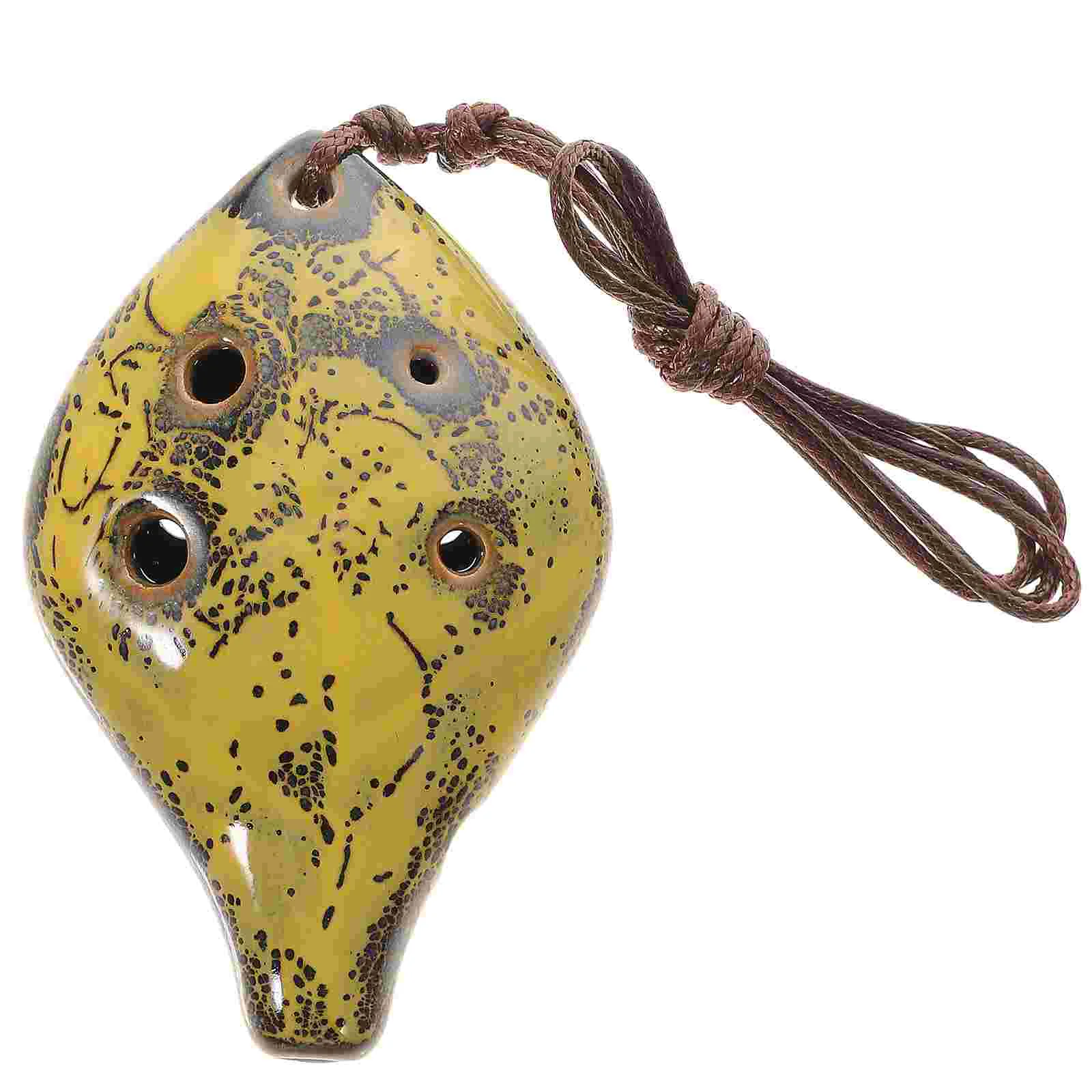 

6 Hole Ocarina Clay Masks Children 6-hole Clarinet Instrument Wind Leaf Modeling White Porcelain Beginner Practice Musical