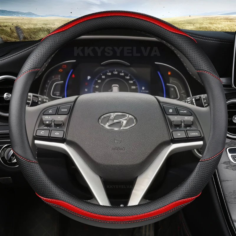 

Искусственная кожа углеродного волокна, не скользит, 38 см, 15 дюймов, для Hyundai Tucson 3 2015 2016 2017 2018, автомобильные аксессуары