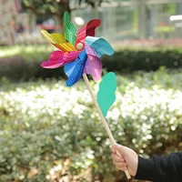 colorful plastic pinwheel with wood sticks wind spinner for home party patio