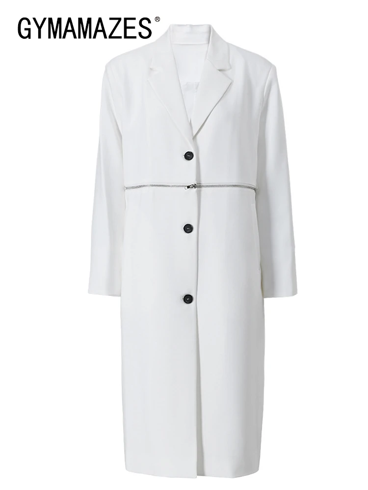 

Женский однотонный Тренч GYMAMAZES, однобортная тонкая ветровка составного кроя с отложным воротником и длинным рукавом, модная одежда