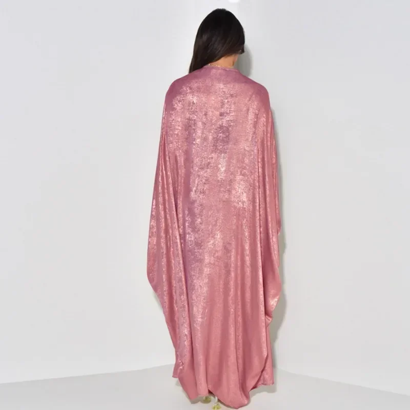 Блестящее платье Eid Satin с рукавом летучая мышь роскошное мусульманское Дубая 2024