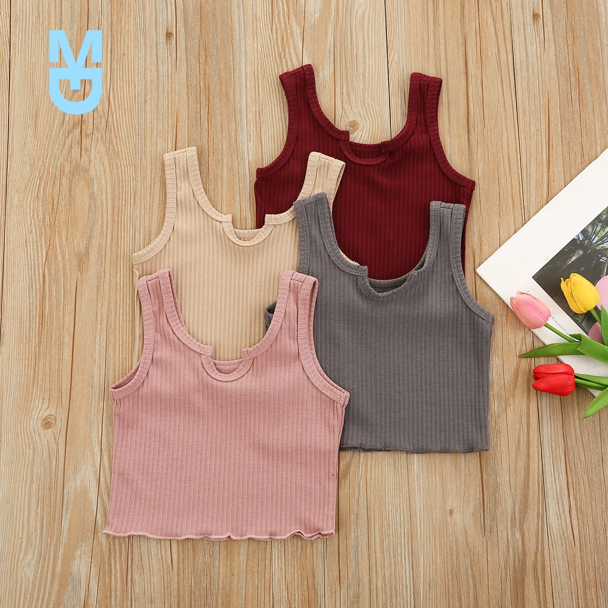 

New Summer Kids Girls Vest Simple Style Solid Sleeveless Top Casual Clothes Beach Vacation Wear