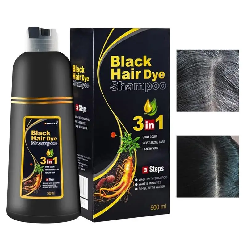 

Black Shampoo Dye Hair Coloring Shampoo 500mL Hair Color Shampoo Grey Coverage In Minutes Ammonia Free Instant Coloring Gift For