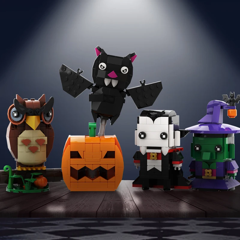 MOC Хэллоуин фильм ужасов серии BrickHeadz тыква строительные блоки блестящие
