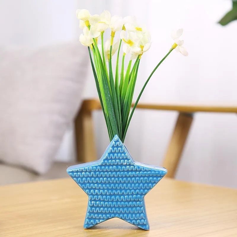 

CAPIRON Nordic Ceramic Small Vase Star Shape Cute Modern Style Porcelain Ornaments Office Desktop Indoor Dining Room Home Decor