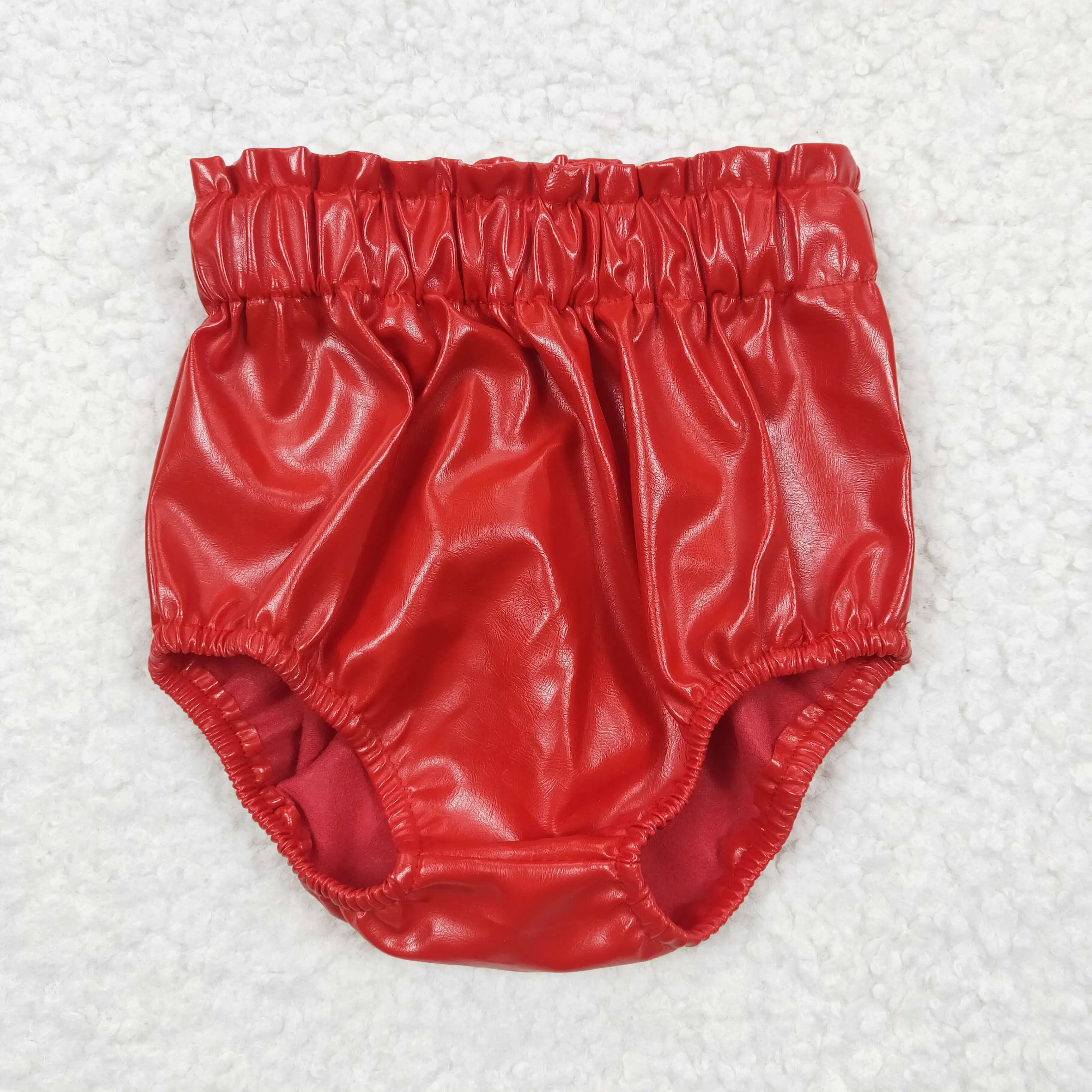 New Products RTS Soft Material Kids Elastic Waist Shorts Newborn Red Clothing Baby Leather Bummies