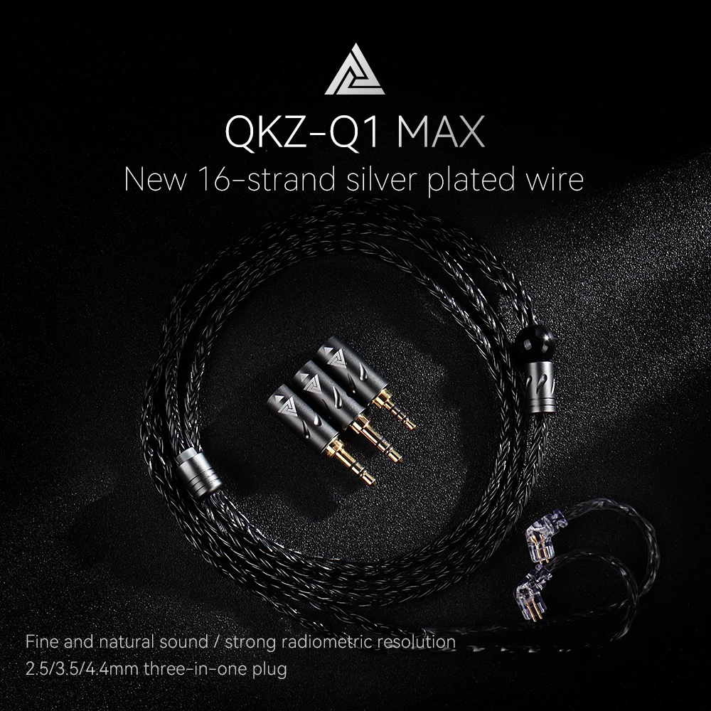 

New QKZ Q1 MAX 16 Stand 352 Cores OFC Silver Plated Upgrade Cable Earphone Upgrade Cable for QKZ X HBB AS16 PRO ZSN PRO X PR1