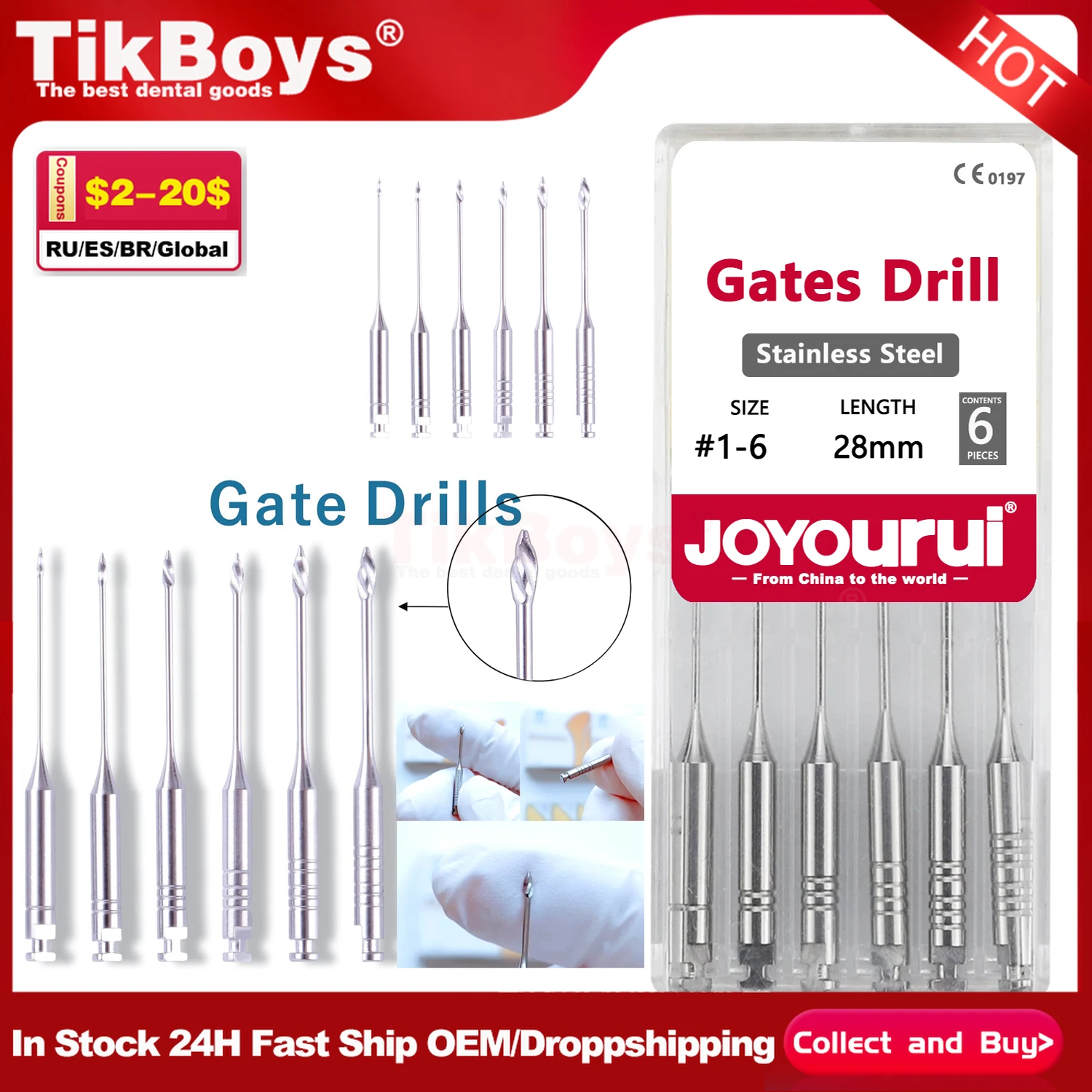 4 шт./коробка 1 #-6 # стоматологические сверла волоконный столб двигатель из