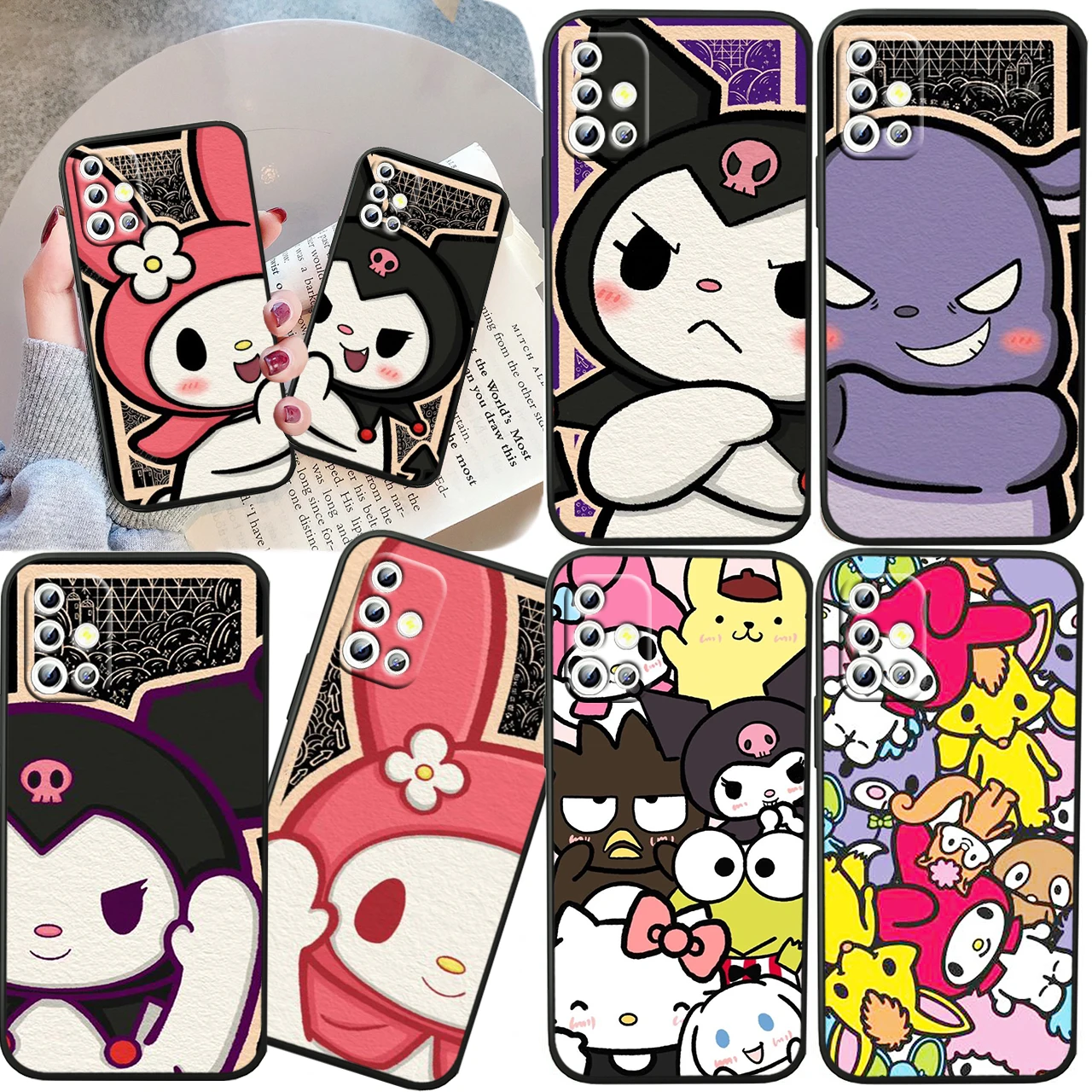 

Sanrio Kuromi Melody Cartoon For Samsung A04S A81 A91 A71 A51 A41 A31 A12 A21S A01 4G 5G Silicone Soft Black Phone Case