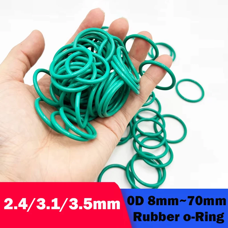 

Зеленые фторкаучуковые уплотнительные шайбы FKM 2.4/3.1/3.5 мм