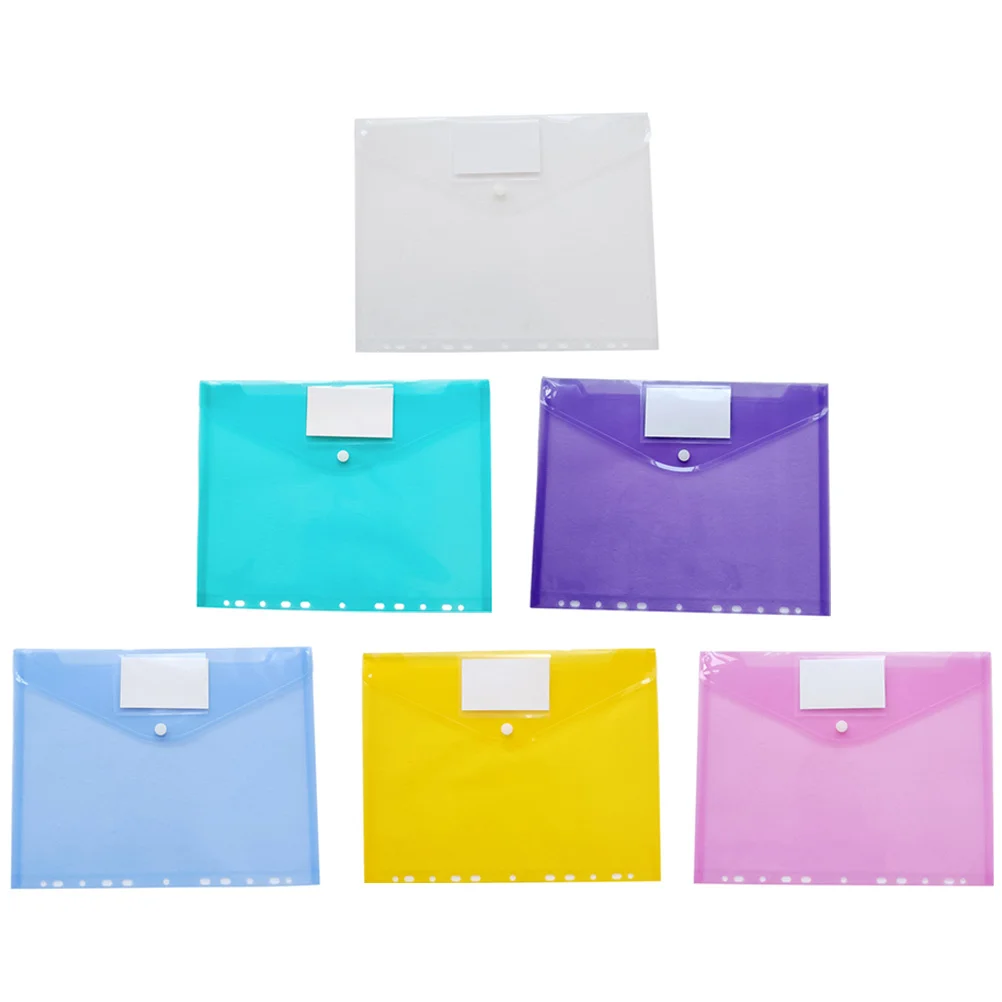 

6 Pcs Plastic Envelopes Document Holder Water Proof Documents Button Design File Bags Folders Thick Organizers Office