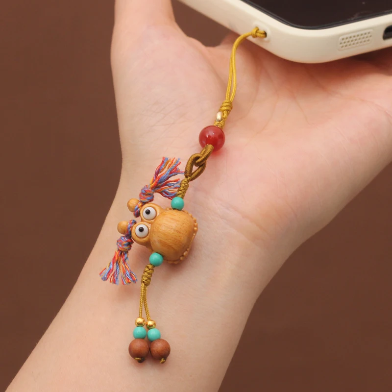 Подвеска для мобильного телефона Quagai Fortune три фута Золотая жаба резьба по дереву