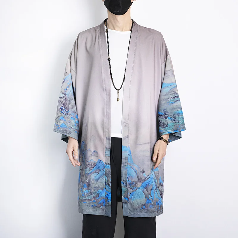 Кардиган мужской с длинным рукавом жакет в традиционном китайском стиле