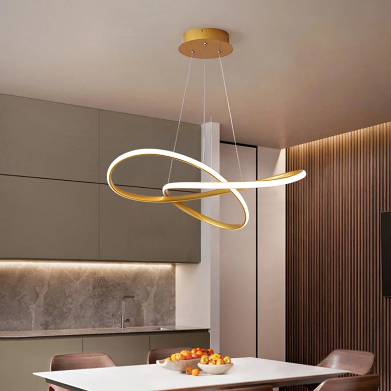 

Living Room Chandelier Nordic Modern Simple LED Ring Large Chandelier Creative Atmosphere Bedroom Dining Room Cafe Lamps