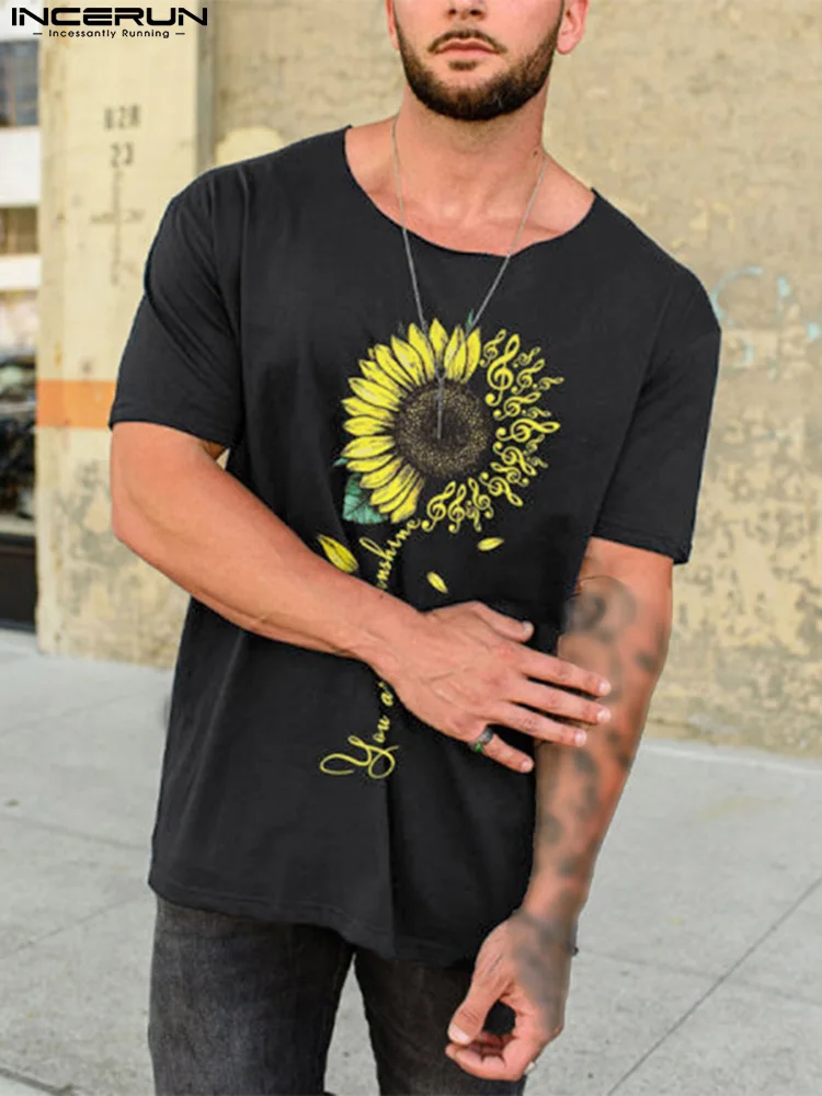 

Футболка INCERUN мужская с круглым вырезом и коротким рукавом, Повседневная Уличная одежда с принтом, модные рубашки для отдыха, лето 2022