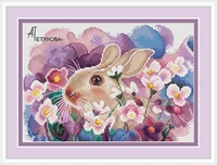 cross stitch handmade 14ct counted canvas diycross stitch kitsembroidery rabbit ii in flowers 36 28