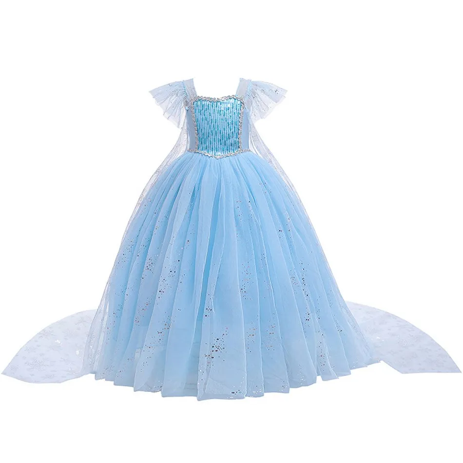 2020 Summer New Elsa Girls Princess Dress Crown Accessories Girls Childrens Clothes Halloween Christmas Evening Dress
