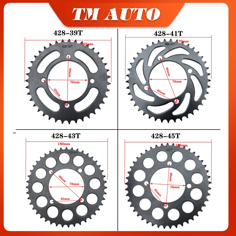428 цепь 35T/37T/39T/41T/43T/45T/48T Задняя звездочка для 110cc 125cc 140cc кроссового велосипеда