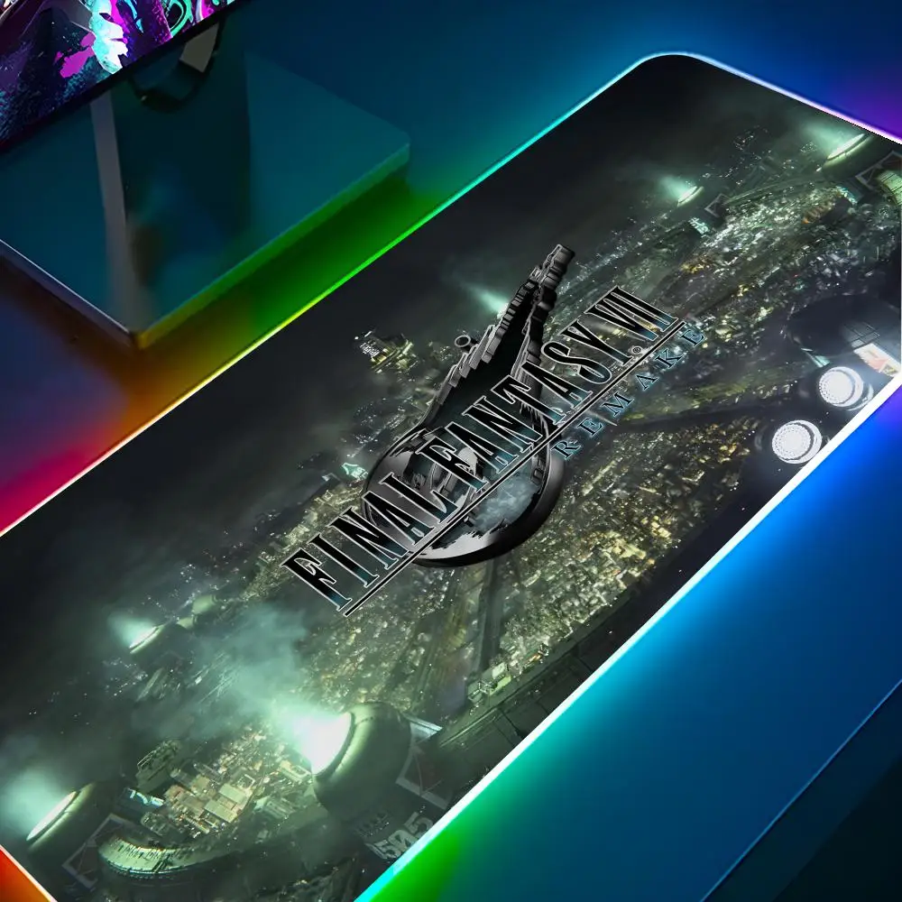 Final Fantasy VII Mouse Pad RGB Pc Gamer Keyboard LED Glowing mause pad Mats Rubber Cute Cartoon Gaming Computer csgo lol pubg