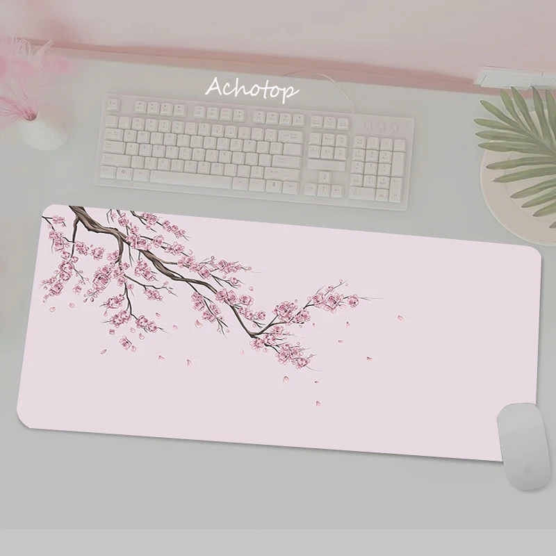 

Pink Sakura 90x40cm Black and White Gaming Mouse Pad Large Gamer Big Mouse Mat Computer Locking Edge mousePad Keyboard Desk Pad