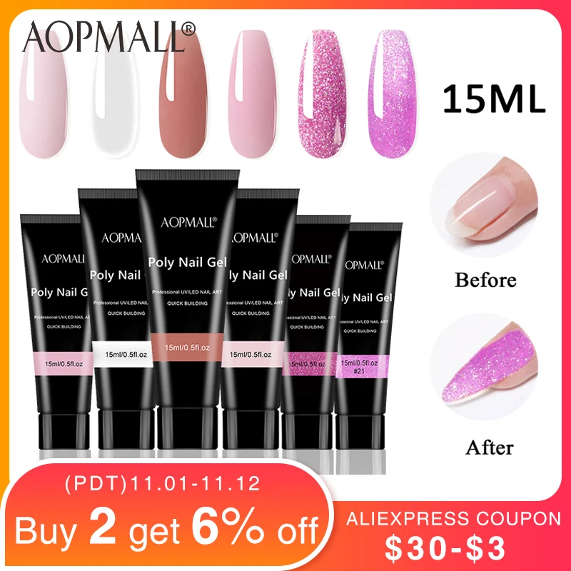 

AOPMALL®Набор для наращивания ногтей, 15 мл, 6/9 цветов
