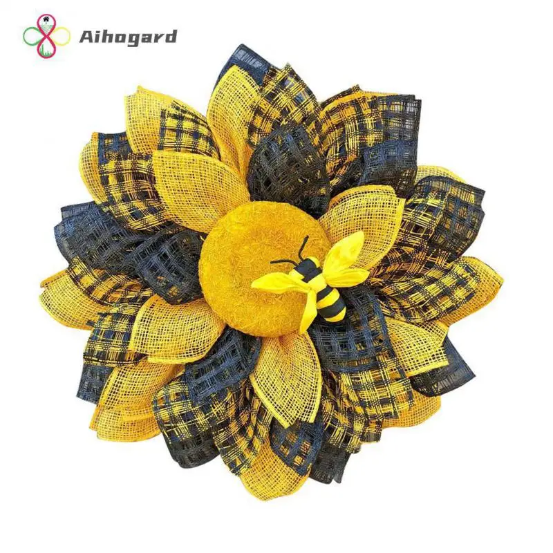 

Bee Sunflower Wreath Realistic Versatile Festival Ornaments Cute Artificial Door Hanging Pendants Flower Garland