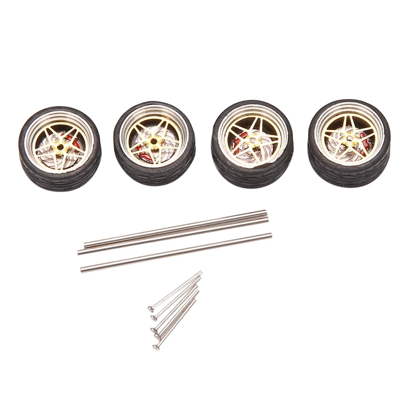 

Паровое колесо в масштабе 1/64, 4 шт., колеса из сплава, модель автомобиля из сплава с Тормозным Диском для 1:64, универсальная модель автомобильн...