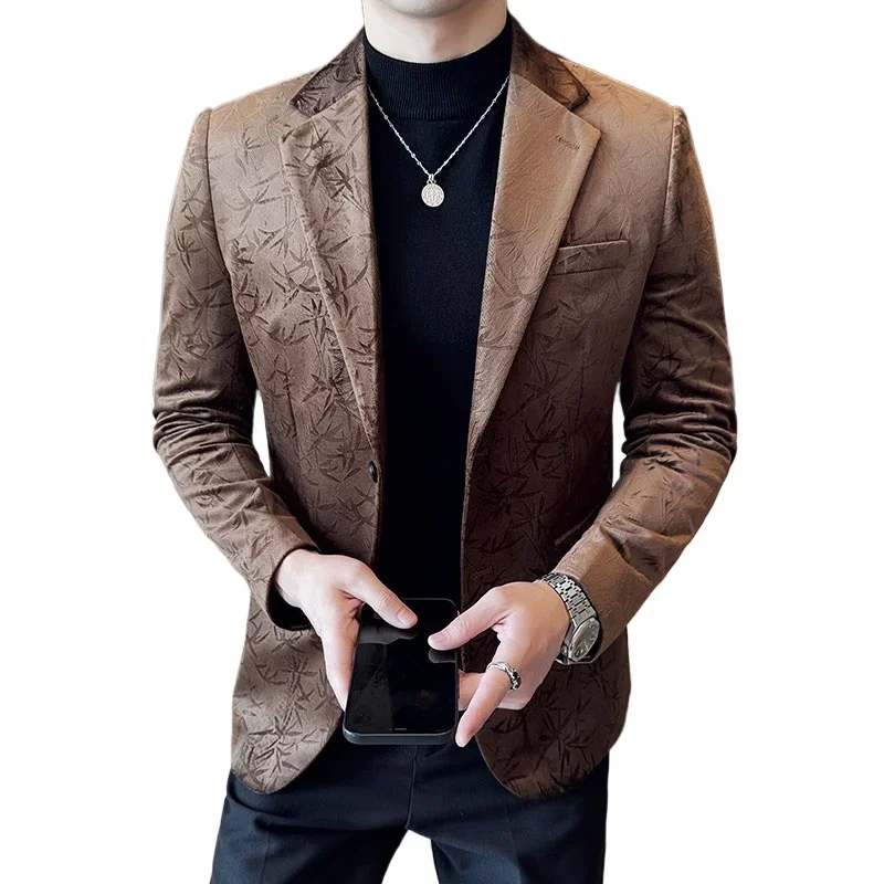 2024 новые черные пиджаки с имитацией уксуса для мужчин элегантный стильный