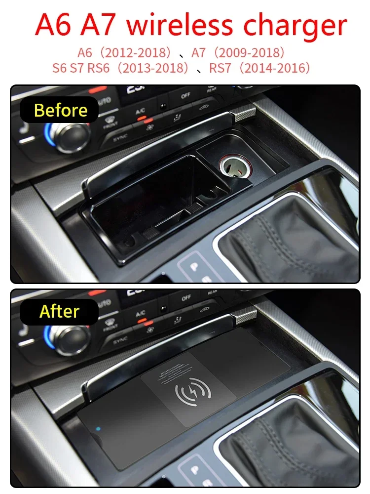 

Для Audi A6 C7 A7 S6 RS6 S7 RS7 Автомобильное беспроводное зарядное устройство 15 Вт Быстрая зарядка Беспроводная зарядка Слот для карты Зарядная плата Инструменты