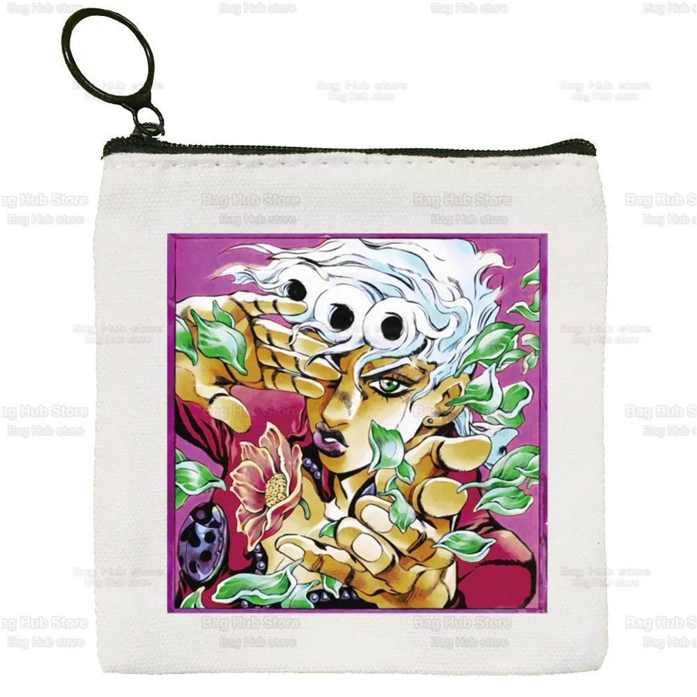 JOJO's Bizarre Adventure Cute Mini Coin Purse Canvas Student Wallet Kujo Jotaro JOJO Coin Case Zipper Hand Female Key Case
