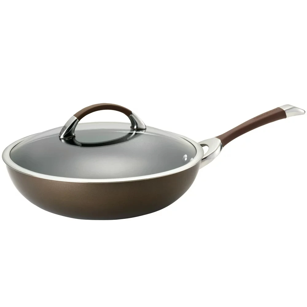 

Hard-Anodized Nonstick Induction Chef Pan with Lid, 12-Inch, Chocolate