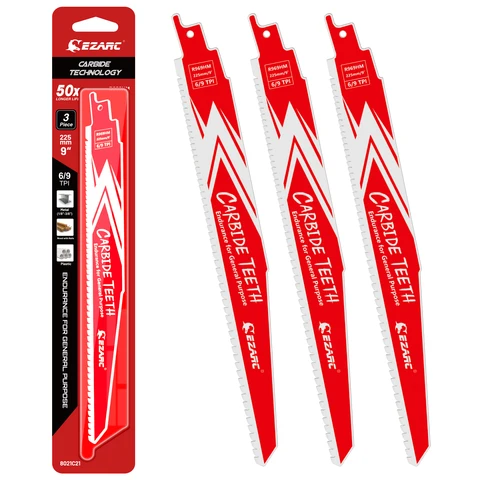 6/9TPI Твердосплавные полотна для сабельных пил 6 дюймов/9 дюймов, 3 шт. 150 мм/225 мм Лезвия Sawzall для дерева, дерева с гвоздями, пластика, металла