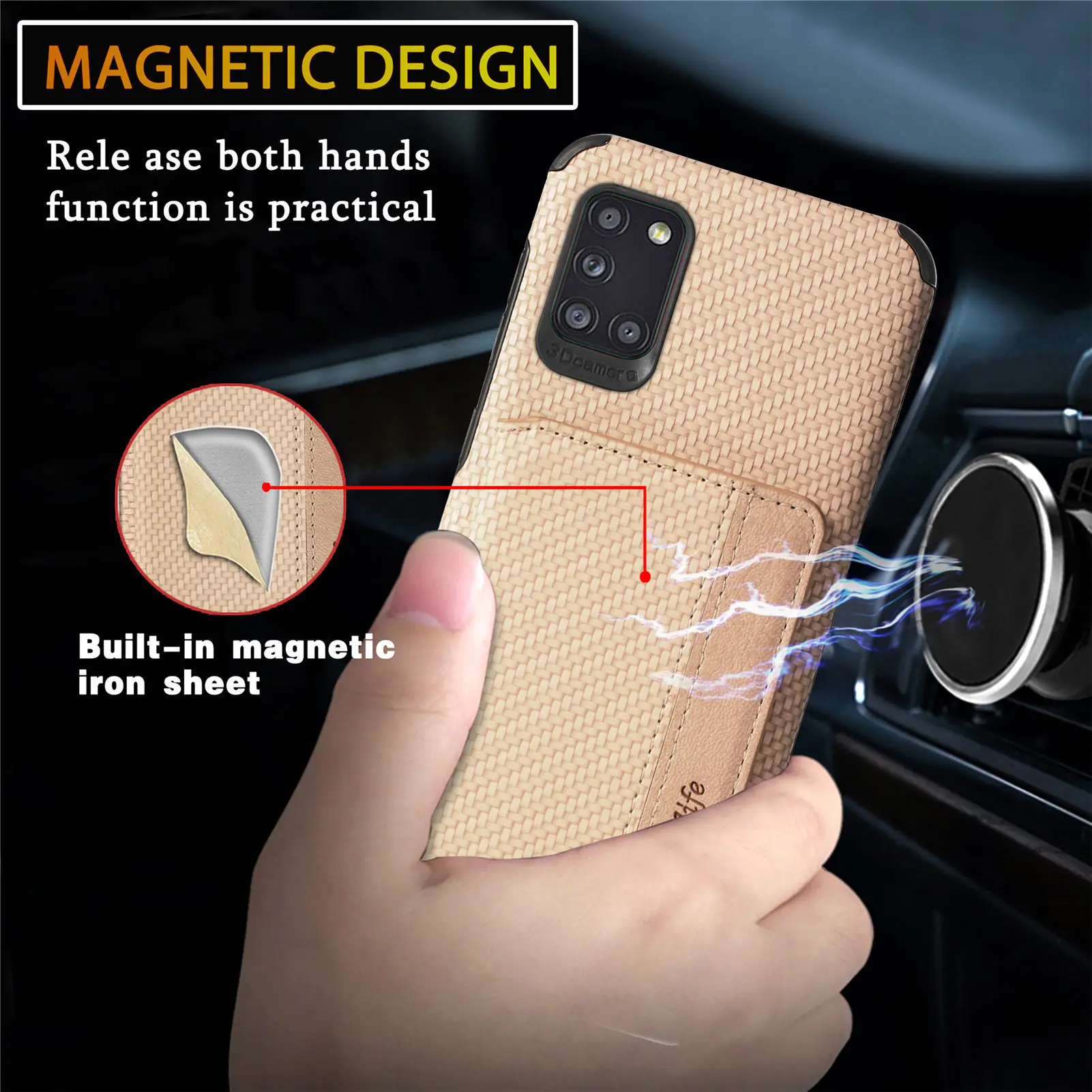 

Applicable Object Samsung Galaxy A12 Mobile Phone Shell Magnetic Card Bag S20Fe Back Sticker Card Sleeve Samsung A32A22 Shell