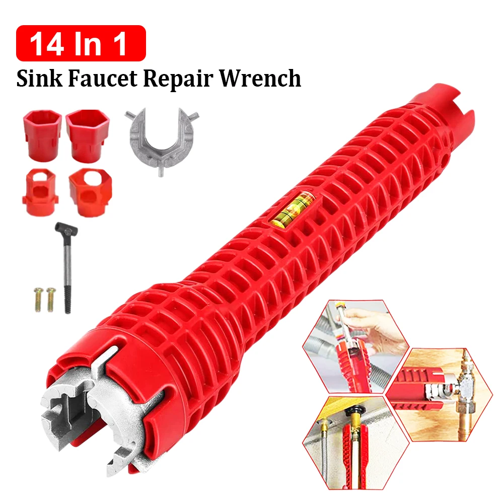 

14 In 1 Anti-Slip Flume Wrench Double Head Plumbing Tools Double Head Plumbing Tools Faucet Installer Water Heater Spanner