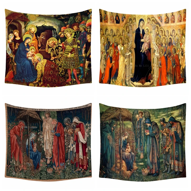 Star Bethlehem Worship Of Wise Men The Virgin And Child On Throne With Saints Renaissance Tapestry By Ho Me Lili For Home Decor