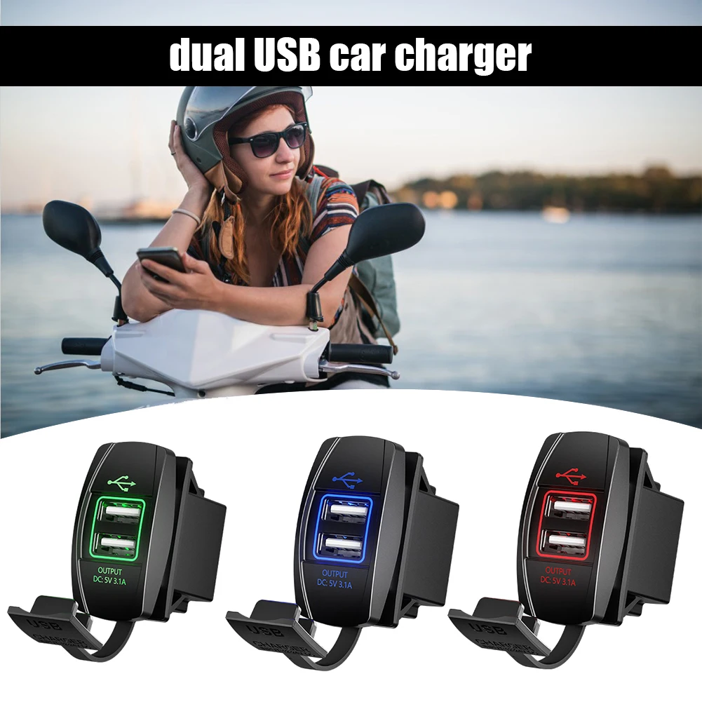 

Автомобильное зарядное устройство с двумя USB-портами, 3,1 А, 12-24 В