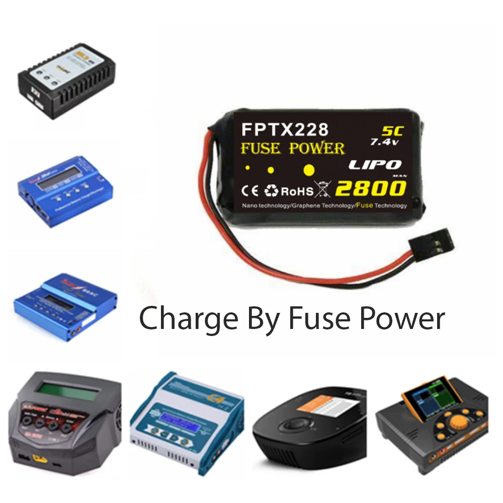 2 шт. 2S1P7.4V 2800 мАч TX Li-Po с разъемом Futaba JR T8J Φ и передатчиком T4PX
