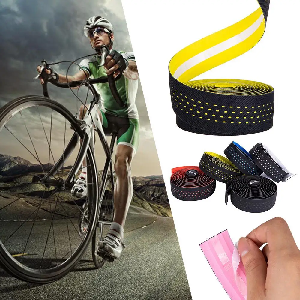 

ZTTO Bicycle Handlebar Tape 2 Roll Road Bike PU Leather Perforated Belt Breathable Soft MTB Fixed Gear Belt Cycling Accessories