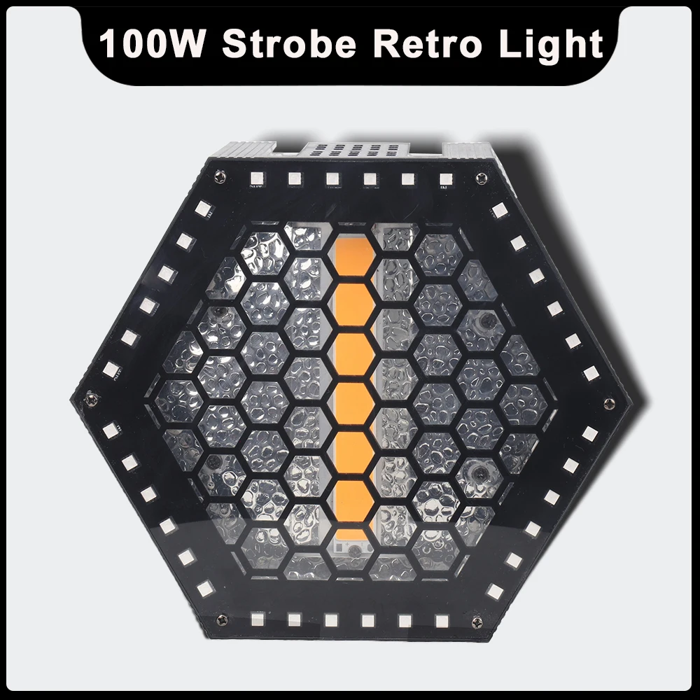 With Aperture 24x0.25W RGB 3IN1 + 100W Gold Color COB LED Background Lighting Retro Strobe Wash Light DJ Disco Bar Party Club