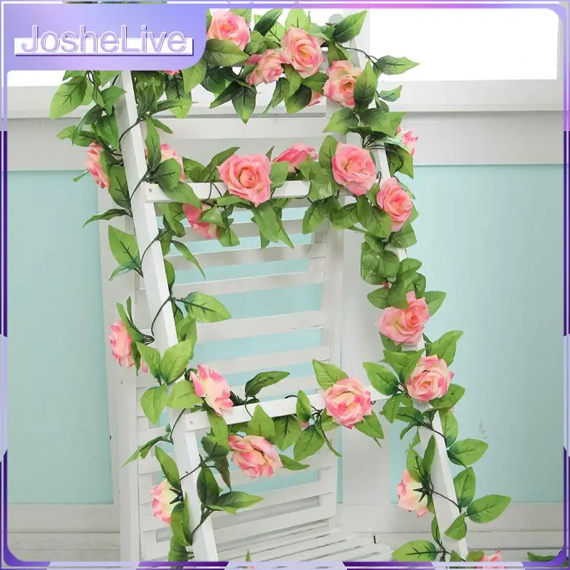 

2.4M Artificial Rose Flower Rattan Garland Vine Ivy Home Wedding Garden Party Home Wedding Room Decor 5 Colors Hot