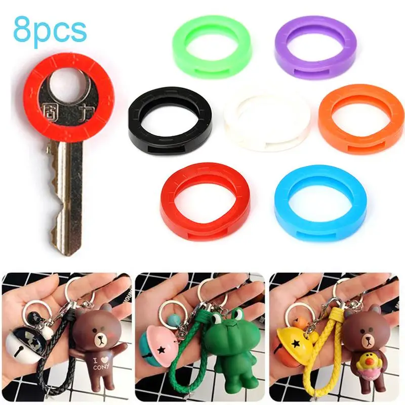

8 шт., разноцветные силиконовые колпачки для ключей