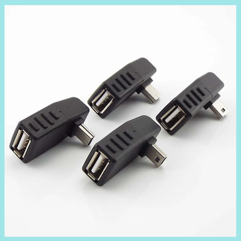 Фото Угловой переходник 90 градусов Mini USB 5-контактный (штекер) на USB (гнездо) OTG-адаптер для автомобиля, MP3, MP4, планшетов, телефонов, U-дисков B2 №1